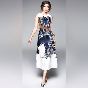 Sleeveless Midi Greek Design Dress! NWOT